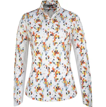 Dámské tričko Callaway Shift Geo Printed Sun Protection Top XS, Brilliant White, dámské