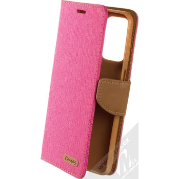 Pouzdro na mobilní telefon 1Mcz Canvas Book flipové pouzdro pro Samsung Galaxy A23, Galaxy A23 5G sytě růžová hnědá (hot pink camel)
