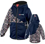 Dětská softshellová bunda Wamu s fleecem Lišky - tmavě modrá velikost 140-146