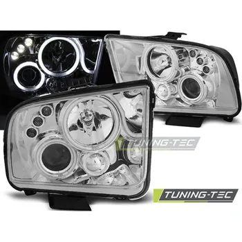 Přední světlomet PŘEDNÍ SVĚTLA FORD MUSTANG 04-09 ANGEL EYES CHROM