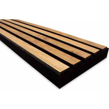 Obklad Wodewa VZOREK - Akustický panel - MASIVNÍ DUB, černý akustický PET podklad - rozměr vzorku: 160 x 200 mm