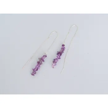 Náušnice Stříbrné provlékací náušnice s kameny, WHITE ORCHID kameny: ametyst
