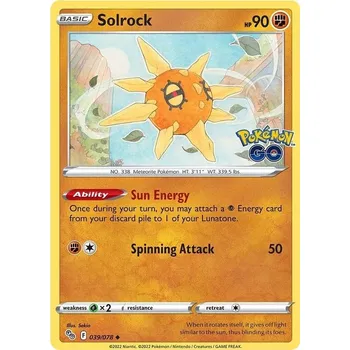 Sběratelská karetní hra Solrock 039/078 - Pokémon GO Typ karty: Non-Holo