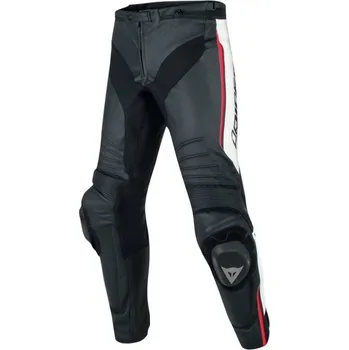 Moto kalhoty Dainese Dainese MISANO sportovní kožené kalhoty bílé/fluo-červené vel.46 46