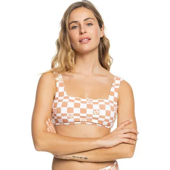 Dámské plavky plavky Roxy Check It 2 Bralette - CKL5/Cork Flower Box XXL