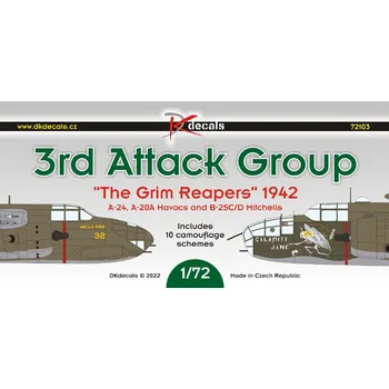 Plastikový model DK decals 1/72 3rd Attack Group 'The Grim Reapers' 1942