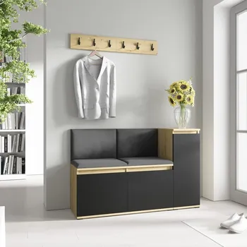 Předsíňová stěna Předsíňová stěna Emi 25 - dub/černá Barva panelů: Tmavě šedá - Trinity 15