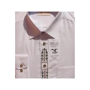 Pánská košile Luko Myslivecká košile bílá - výšivka - dlouhý rukáv - Velikost 46