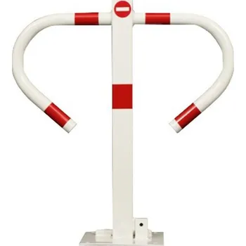 Plotový sloupek Bílo-červená ocelová parkovací zábrana Rambo - šířka 55 cm, výška 60 cm