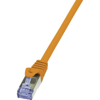 Datový kabel LogiLink CQ3078S RJ45 síťové kabely, propojovací kabely CAT 6A S/FTP 5.00 m oranžová samozhášecí, s ochranou 1 ks
