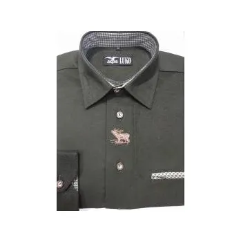 Pánská košile Luko Pánská myslivecká košile zelená s výšivkou jelena - Velikost 38