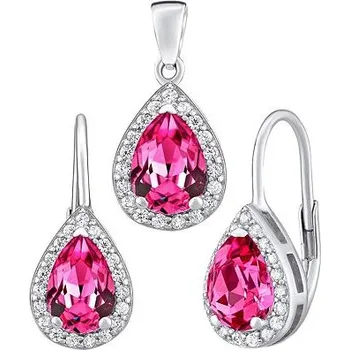 Souprava šperků Stříbrný set šperků MONACO náušnice a přívěsek se syntetickým Rubínem LPS0341R