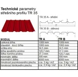 Plech trapézový bílo hliníkový tmavý RAL 9007, TR35A plus - střešní 0,55mm lesk