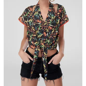 Dámská halenka Dámská halenka Trendyol vícebarevná s vázáním Trendyol černá 699681