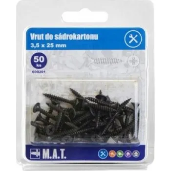 Šroub M.A.T. Group Vruty do sádrokartonu 3,5 x 25mm fosfátované jemný závit (50ks)