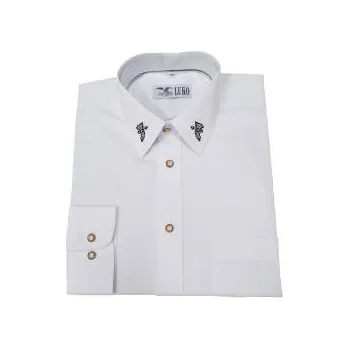 Pánská košile Luko Myslivecká košile bílá s ozdobou na límci - dlouhý rukáv - Velikost 50