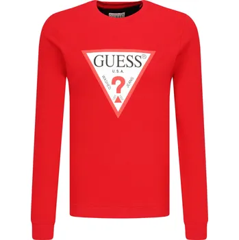 Pánská mikina GUESS JEANS Mikina AUDLEY | Barva:červený | Velikost:M