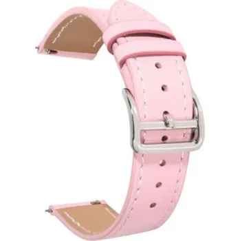 Ostatní příslušenství k chytrým hodinkám eses Kožený řemínek - Růžový s bílým prošíváním, 18 mm