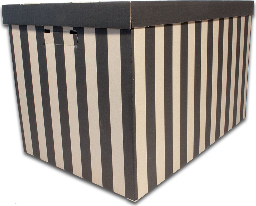 Úložná krabice s víkem 56 x 37 x 36 cm - černá (2 ks)