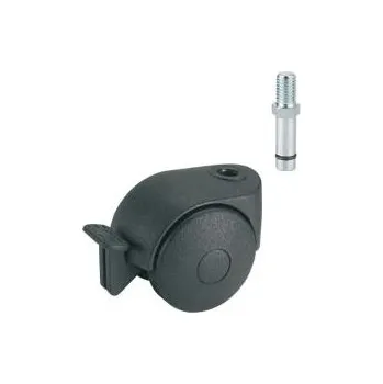 Nábytkové kování Dörner + Helmer - Kolečko nábytkové dvojité 50 mm s čepem M8x15 mm s brzdou