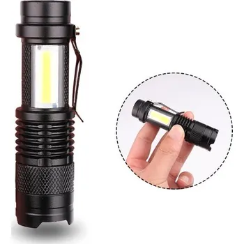 Svítilna TMN Mini taktická dobíjecí ZOOM baterka duo XPE + COB LED s klipem