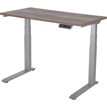 Psací stůl Polohovací stůl Liftor Magic 118 x 60 cm Dub Halifax cínový / Šedá podnož, elektricky výškově nastavitelný
