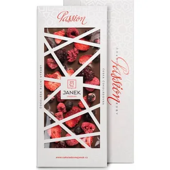 Čokoláda JANEK Mléčná čokoláda Passion 41,3% (jahody, maliny, rybíz, ostružina) 100 g