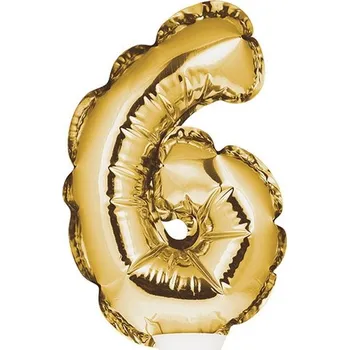 Fóliový balónek DIGITAL 6, zlatý (samonafukovací na tyči)