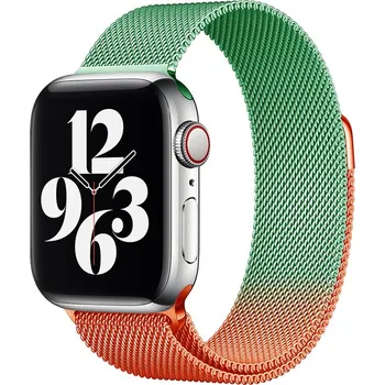Ocelový milánský tah pro Apple Watch 38/40/41/42mm Barva: Zelená/oranžová, Typ: 43