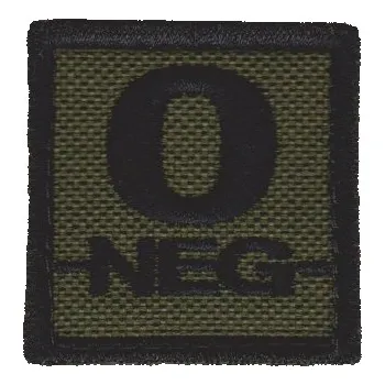 Módní doplněk NAVYS Označení krevní skupiny 0- velcro suchý zip 4x4 bojová B-40