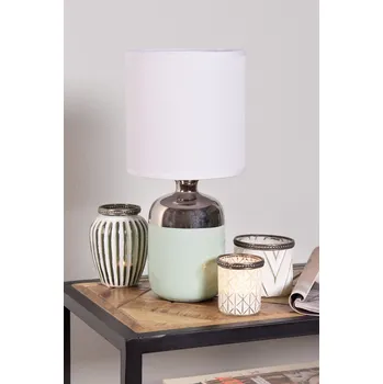 Lampička Stolní lampa s keramickou nohou a bílým stínidlem - Ø 15*33 cm E27/max 1*60W