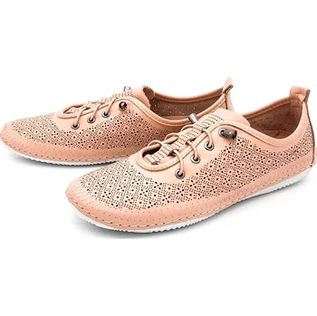 Dámské polobotky Dámské kožené tenisky 161-654 Klop pudrová Barva: pudrová, Velikost: 40