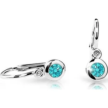 Náušnice Cutie Kids Jewellery c1537-10-80-x-2 Dětské náušnice z bílého zlata na brizuru Cutie C1537 Mint Green – zlatý šperk ryzosti 585/1000 v Dárkovém balení s Certifikátem GBEWS-00142
