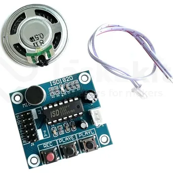Elektronická stavebnice LaskaKit_cz Zvukový záznamník ISD1820 s mikrofonem a reproduktorem