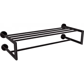 Držák na ručník DARK: Polička na ručníky dvojitá s hrazdou 600 mm