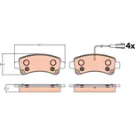 Sada brzdových destiček, kotoučová brzda TRW GDB2106