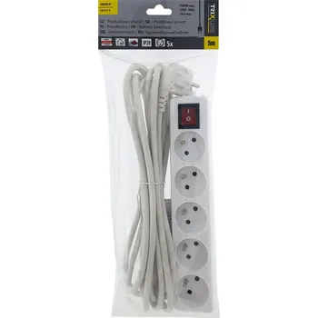 elektrický kabel Prodlužovací přívod 5 zásuvek s vypínačem, 5m, TR 717 F
