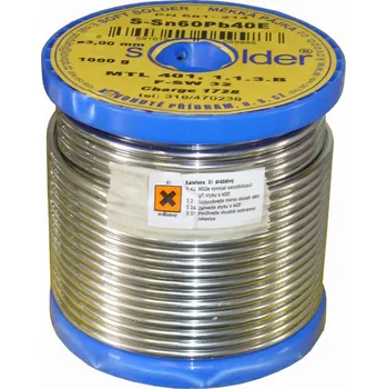 Příslušenství ke svářečce Kovohutě Příbram nástupnická a.s Cín trubičkový 1.5mm 1 kg s tavidlem