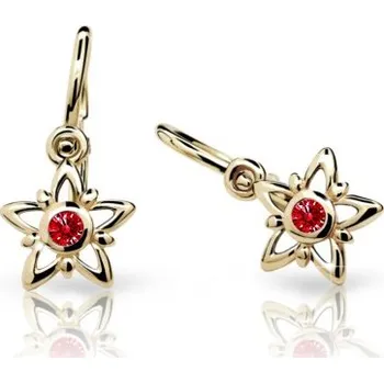 Náušnice Cutie Kids Jewellery c1996-10-40-x-1 Zlaté dětské náušnice na brizuru Cutie hvězdičky C1996 Ruby Dark – zlatý šperk ryzosti 585/1000 v Dárkovém balení s Certifikátem GBEYRB-00213