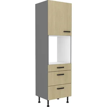 Kuchyňská linka Vysoká skříň na nožičkách pod troubu 60 DPS-215 3S 1F SCANDI jedle/antracit, šuplíky PREMIUM BOX