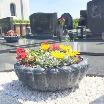 Květináč Roto Hřbitovní květináč MARGARETA S - šedý mramor - Ø370 x 150