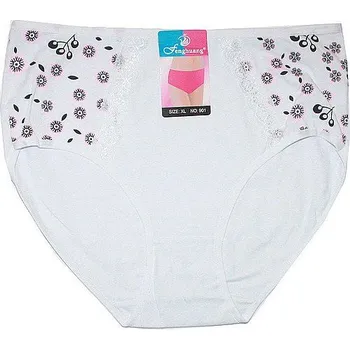 Dámské kalhotky do pasu s kytičkový vzor bílé 901 - 591/119