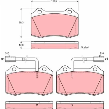 Brzdová destička Sada brzdových destiček, kotoučová brzda TRW GDB1519