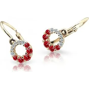 Náušnice Cutie Kids Jewellery c2154-10-40-x-1 Zlaté dětské náušnice na brizuru Cutie C2154 Ruby Dark – zlatý šperk ryzosti 585/1000 v Dárkovém balení s Certifikátem GBEYRB-00283