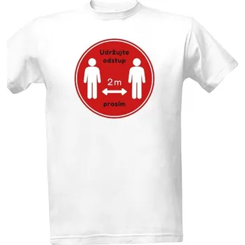 Tričko s potiskem Udržujte odstup - červený pánské