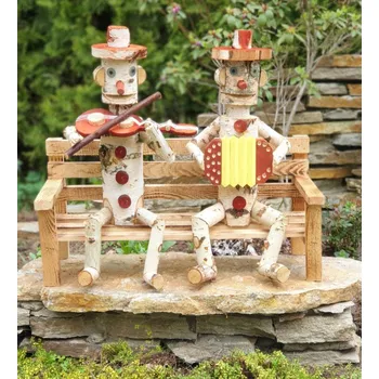 Zahradní dekorace Klaun z břízy, velká lavička