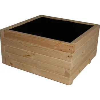 Květináč Větší hranatý květináč venkovní + vnitřní, masivní dřevo, 62x62x35 cm