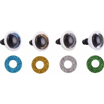 Oči hračkářské, bezpečnostní 16mm, zlatá glitrová duhovka, černá panenka