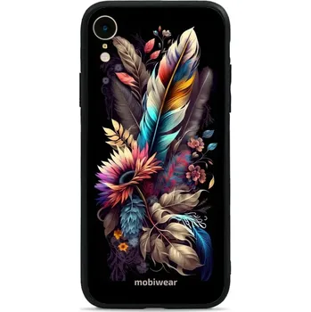 Pouzdro na mobilní telefon Lesklý kryt Mobiwear Glossy - Apple iPhone XR - G011G Kytice s pírkem (Prémiové lesklé pouzdro, obal, kryt Mobiwear Glossy na mobil Apple iPhone XR - G011G Kytice s pírkem, materiál Plast + TPU silikon - krytí po všech stranách, neošoupatelný potisk, tenk