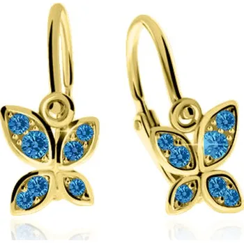 Náušnice Cutie Kids Jewellery c2259-10-70-x-1 Zlaté dětské náušnice na brizuru Cutie motýlci C2259 Blue – zlatý šperk ryzosti 585/1000 v Dárkovém balení s Certifikátem GBEYM-00383